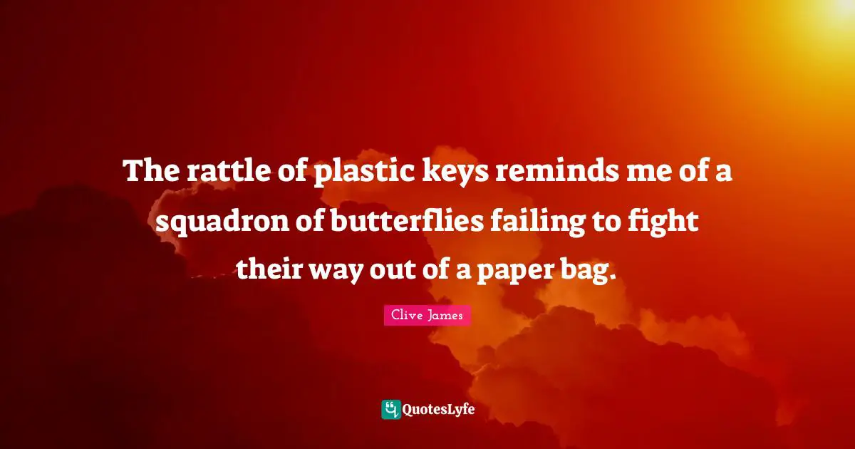 The rattle of plastic keys reminds me of a squadron of butterflies failing to fight their way out of a paper bag.