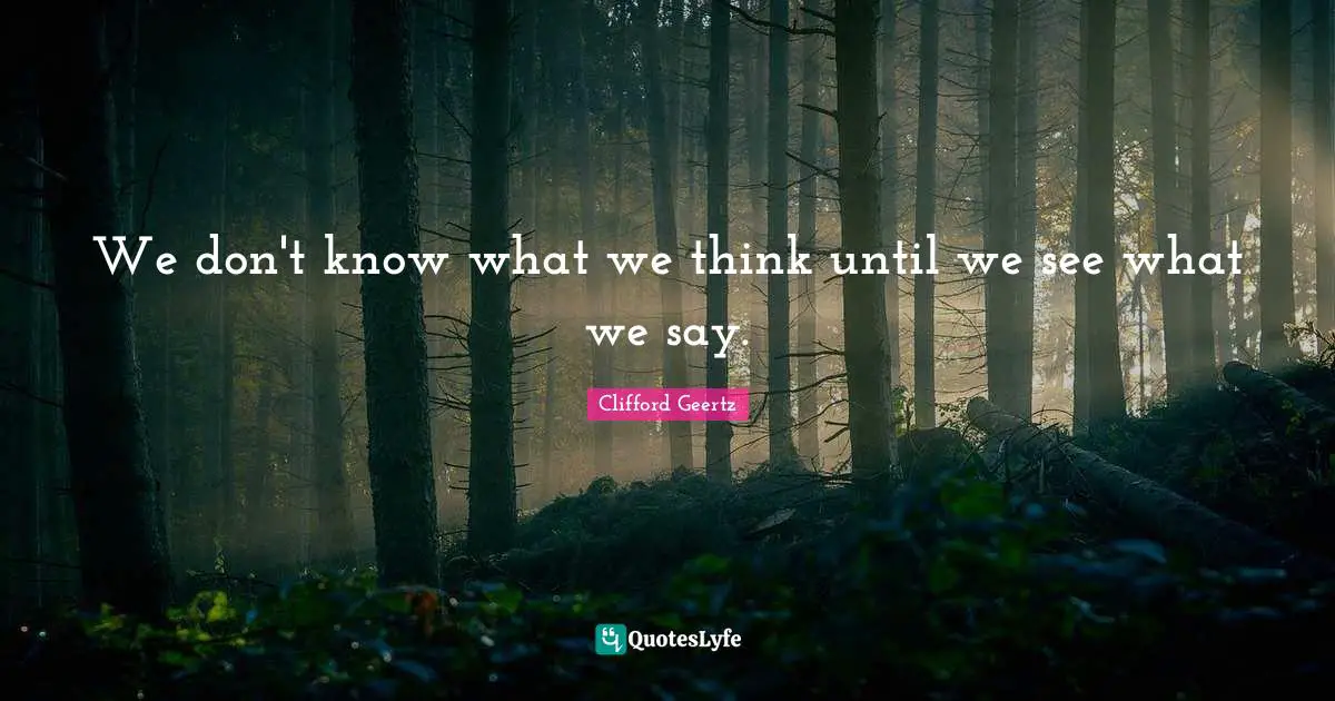 We don't know what we think until we see what we say.