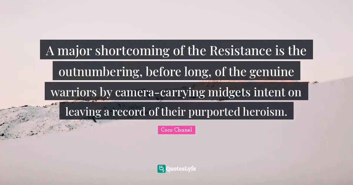 A major shortcoming of the Resistance is the outnumbering, before long, of the genuine warriors by camera-carrying midgets intent on leaving a record of their purported heroism.