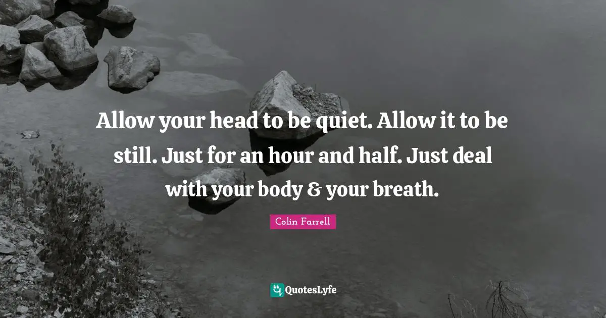 Colin Farrell Quotes: "Allow your head to be quiet. Allow it to be still. Just for an hour and half. Just deal with your body & your breath."
