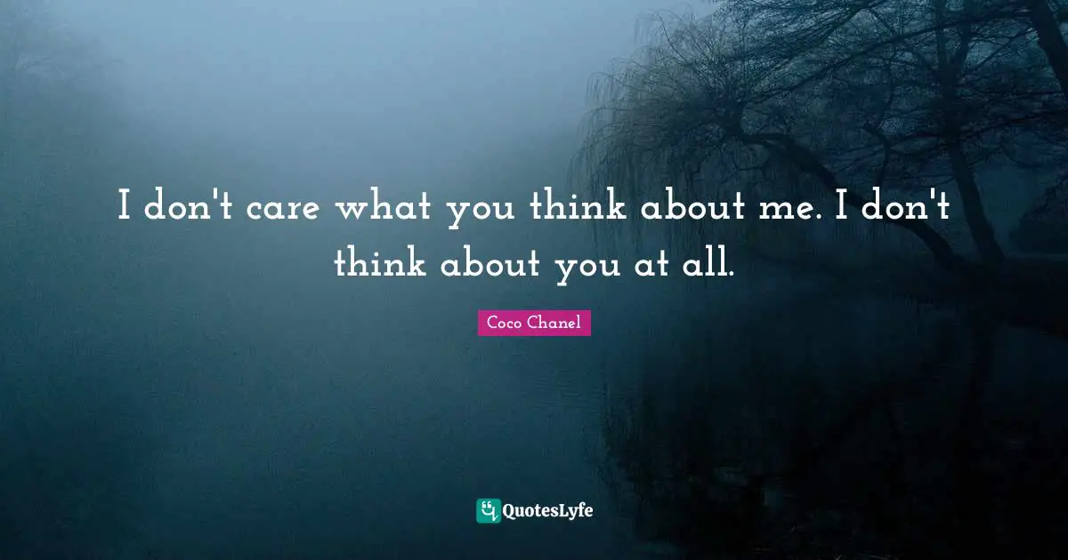 I don't care what you think about me. I don't think about you at all.