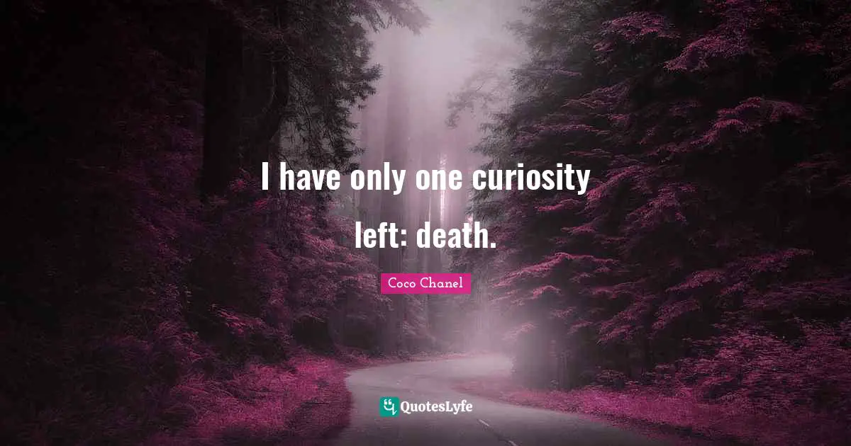 I have only one curiosity left: death.