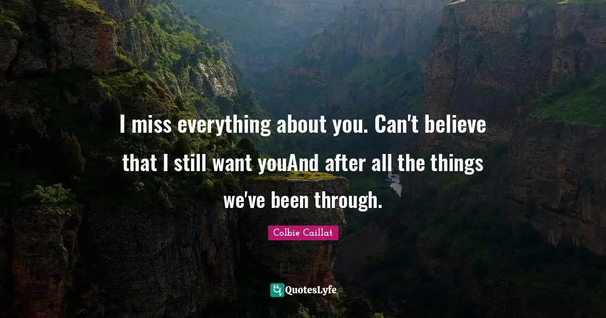 I Miss You Quotes: "I miss everything about you. Can't believe that I still want youAnd after all the things we've been through."