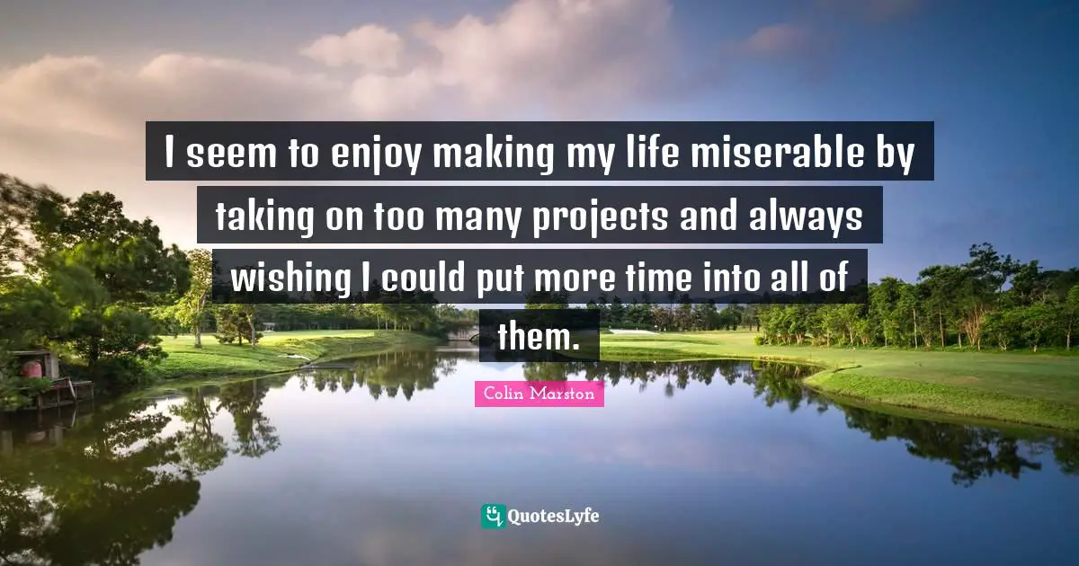 I seem to enjoy making my life miserable by taking on too many projects and always wishing I could put more time into all of them.