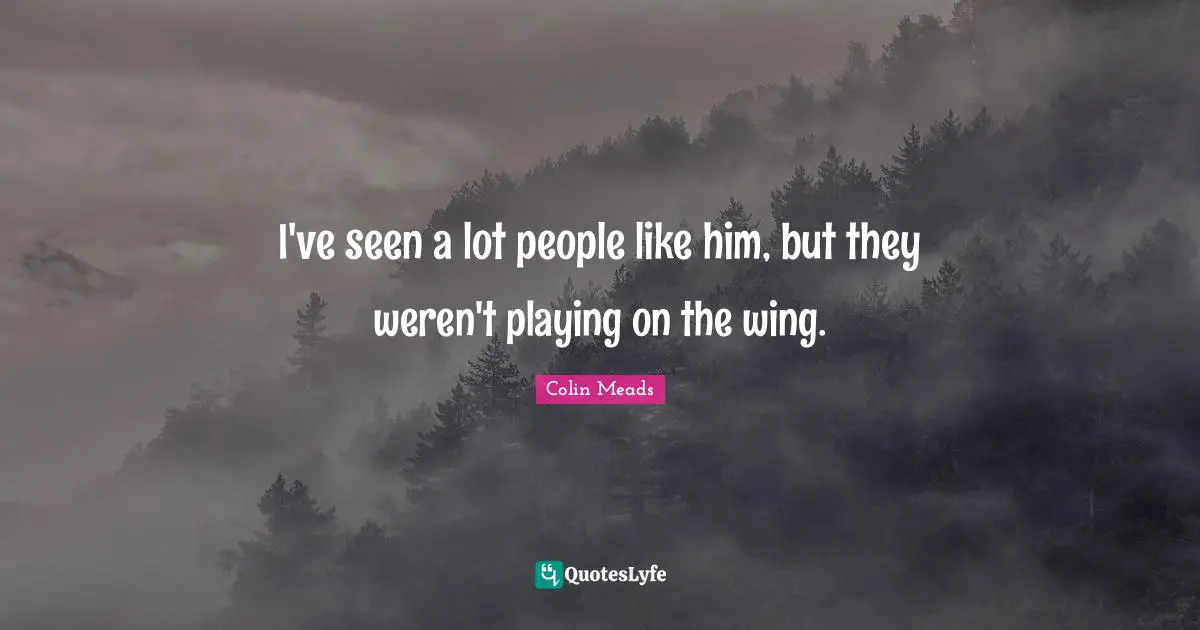 I've seen a lot people like him, but they weren't playing on the wing.