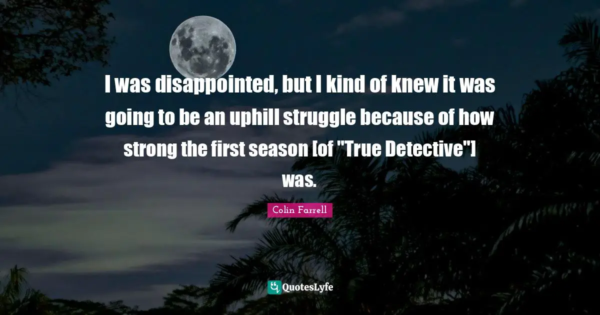 I was disappointed, but I kind of knew it was going to be an uphill struggle because of how strong the first season [of "True Detective"] was.