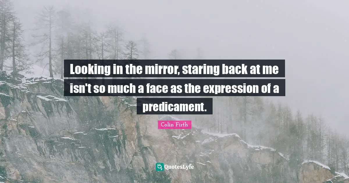 Looking in the mirror, staring back at me isn't so much a face as the expression of a predicament.