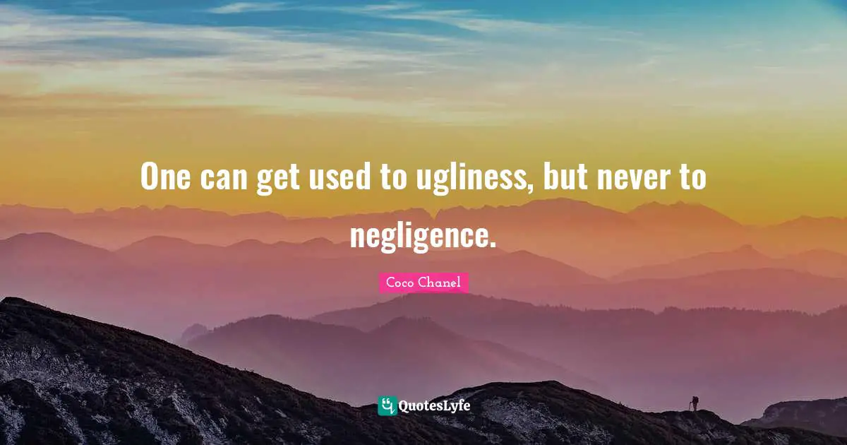 One can get used to ugliness, but never to negligence.