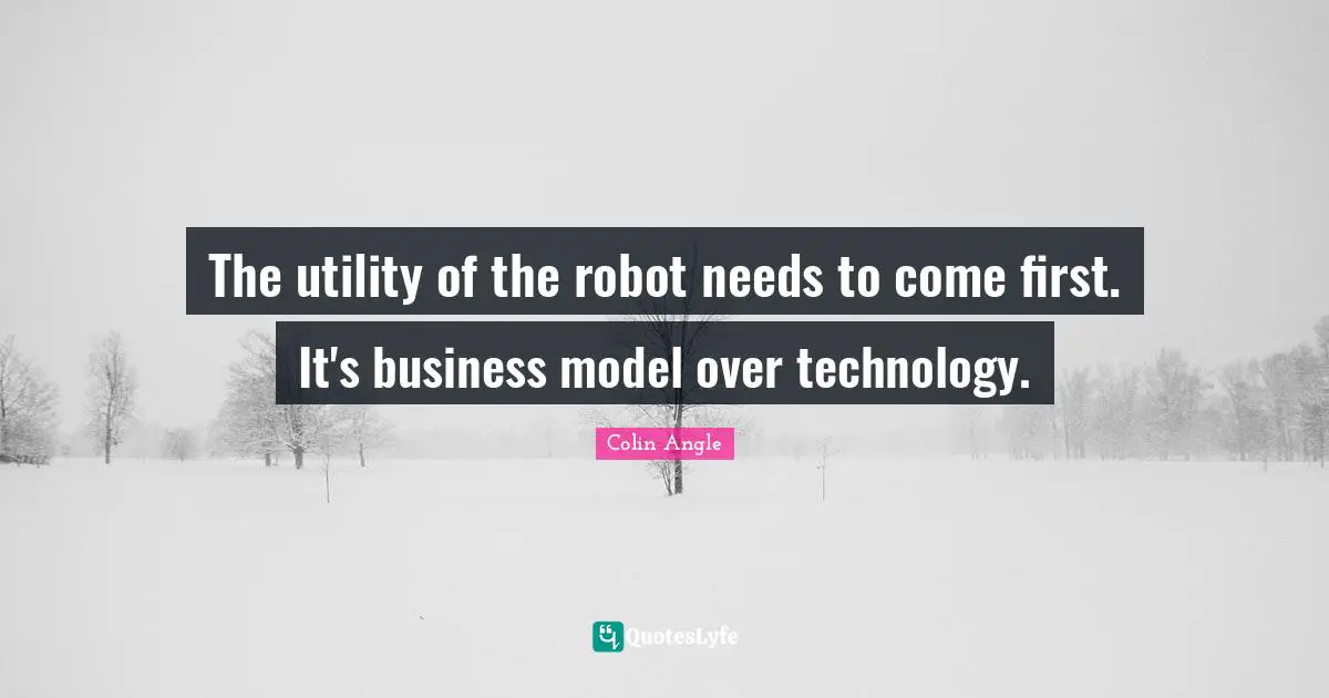 The utility of the robot needs to come first. It's business model over technology.