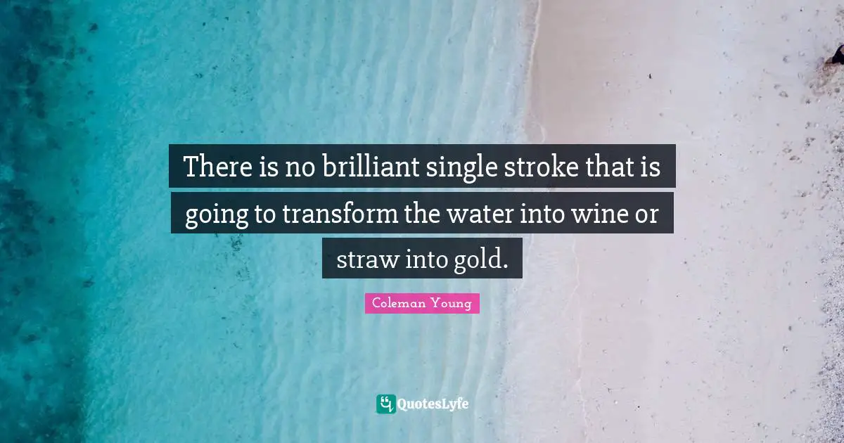 There is no brilliant single stroke that is going to transform the water into wine or straw into gold.