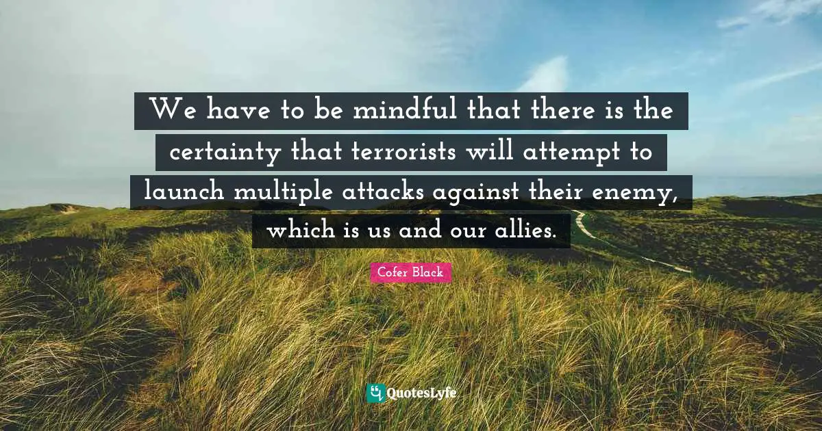 We have to be mindful that there is the certainty that terrorists will attempt to launch multiple attacks against their enemy, which is us and our allies.