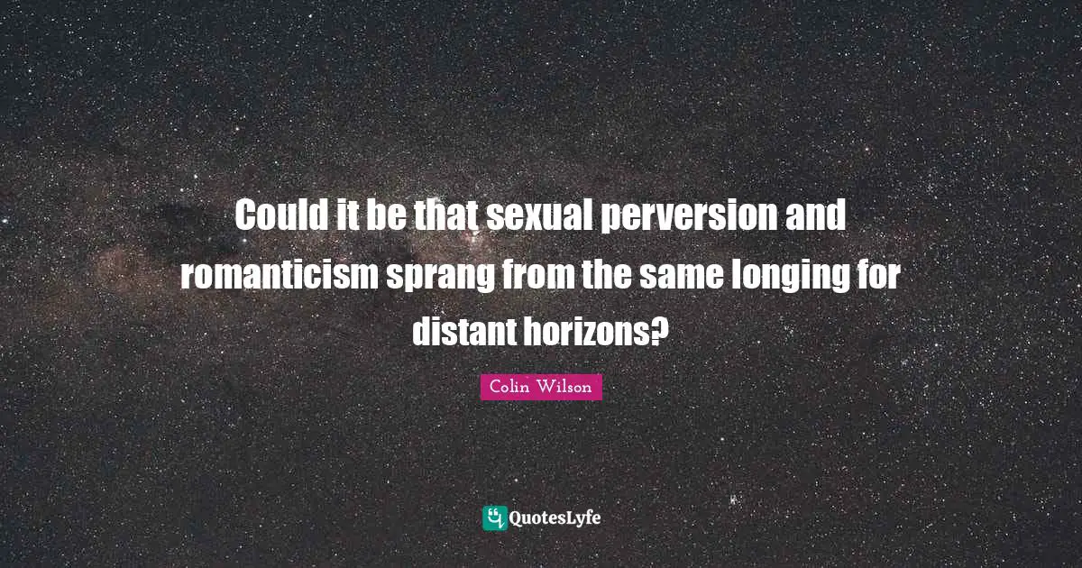 Could it be that sexual perversion and romanticism sprang from the same longing for distant horizons?