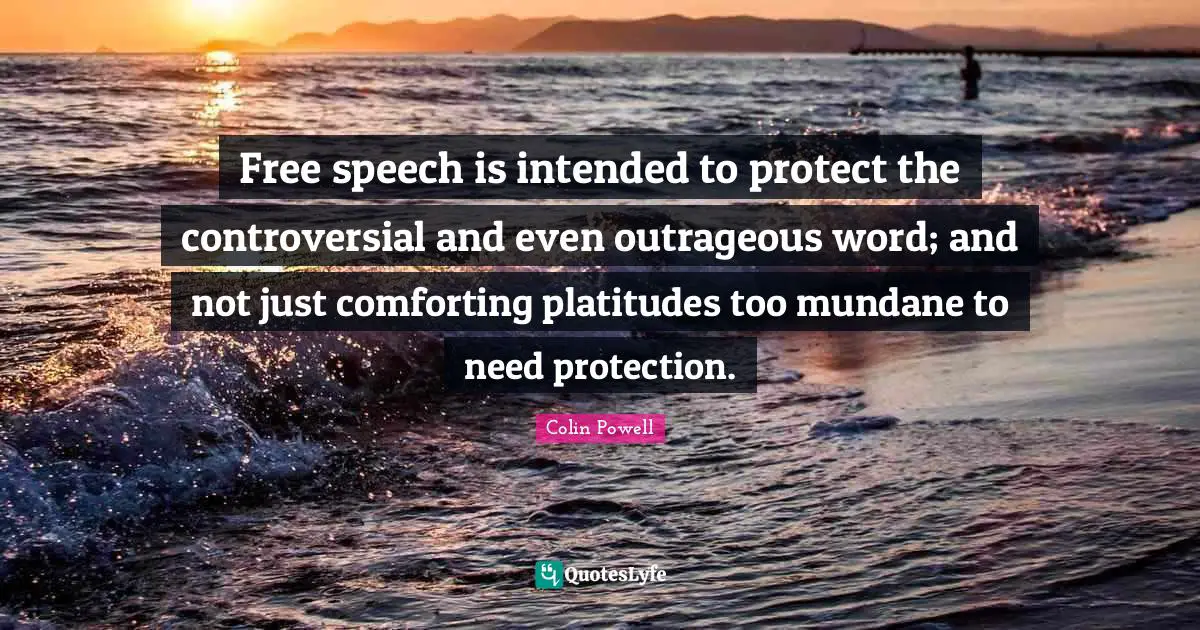 Mundane Quotes: "Free speech is intended to protect the controversial and even outrageous word; and not just comforting platitudes too mundane to need protection."