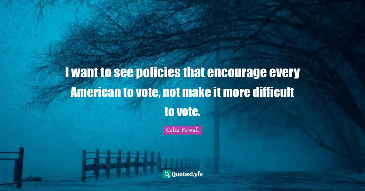 I want to see policies that encourage every American to vote, not make it more difficult to vote.