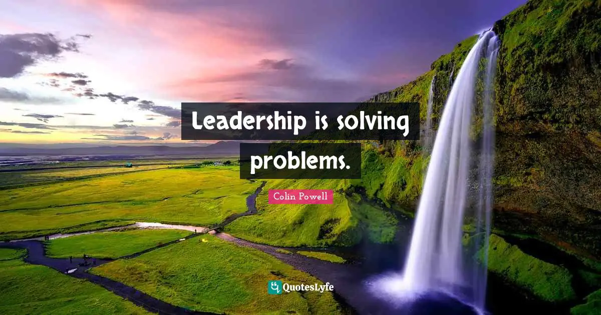 Leadership is solving problems.