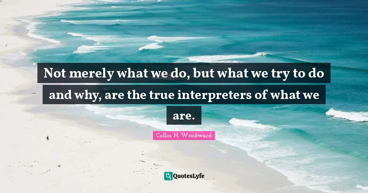 Interpreter Quotes: "Not merely what we do, but what we try to do and why, are the true interpreters of what we are."