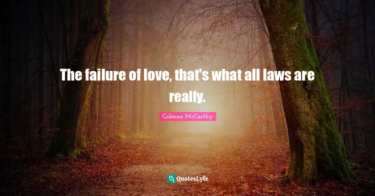 The failure of love, that's what all laws are really.