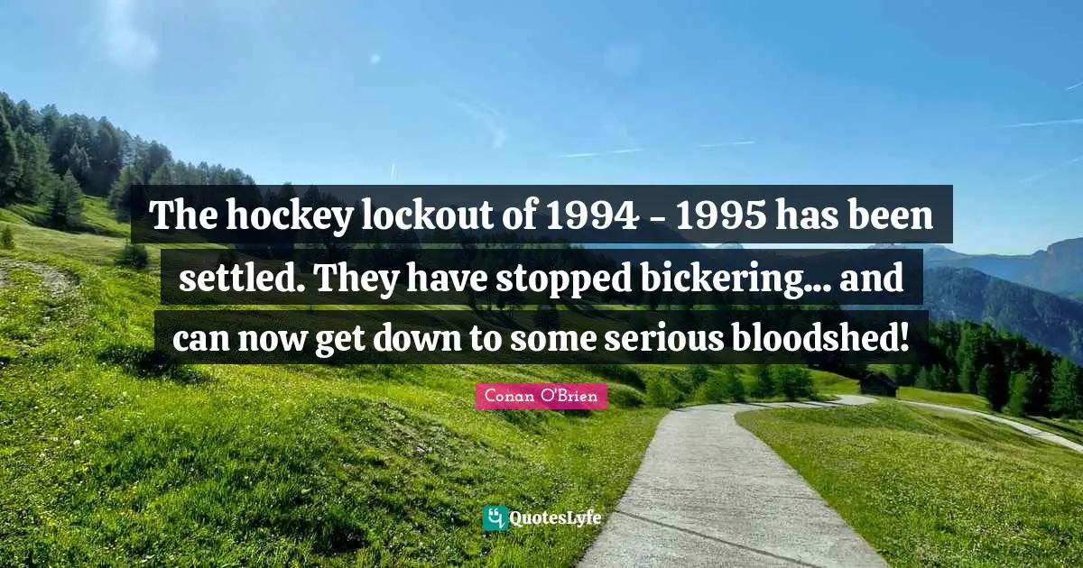The hockey lockout of 1994 - 1995 has been settled. They have stopped bickering... and can now get down to some serious bloodshed!