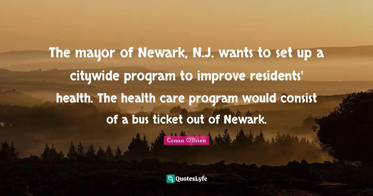 The mayor of Newark, N.J. wants to set up a citywide program to improve residents' health. The health care program would consist of a bus ticket out of Newark.