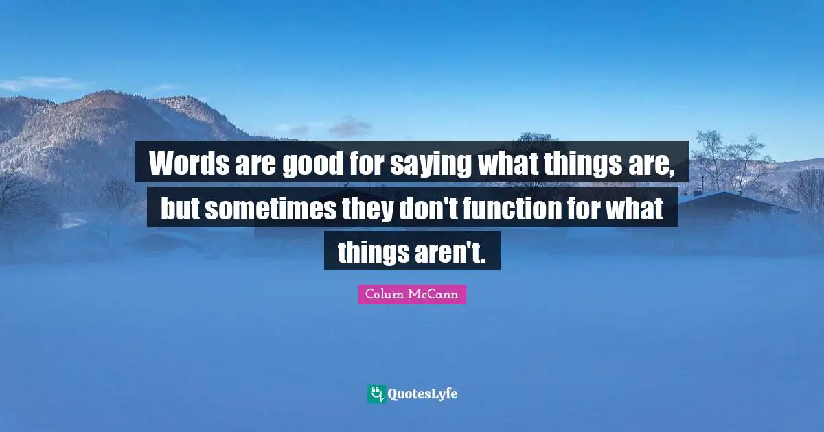 Words are good for saying what things are, but sometimes they don't function for what things aren't.