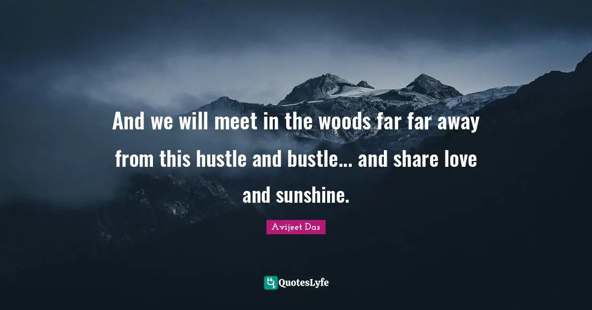 And we will meet in the woods far far away from this hustle and bustle... and share love and sunshine.
