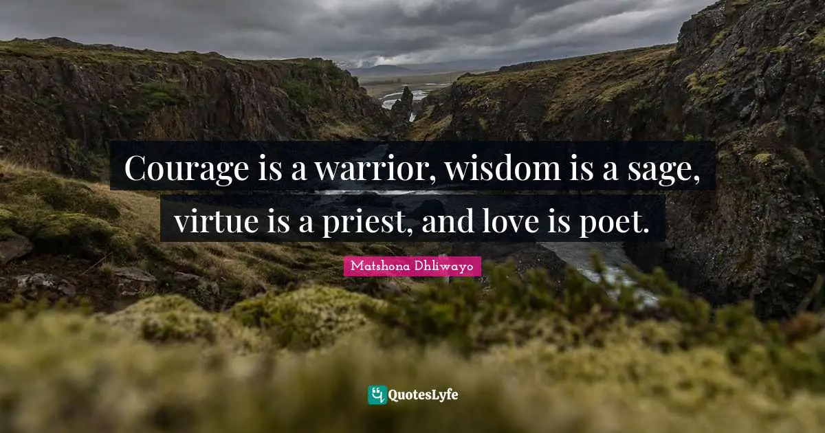 Sage Wisdom Quotes: "Courage is a warrior, wisdom is a sage, virtue is a priest, and love is poet."