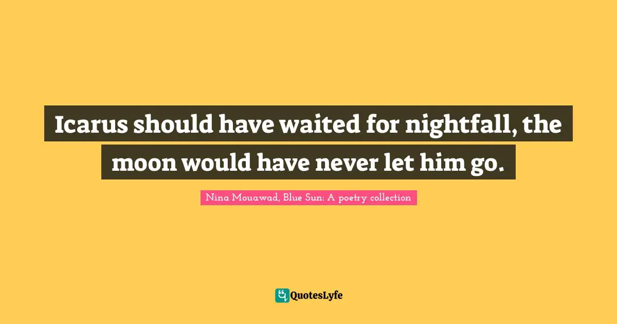 Icarus should have waited for nightfall, the moon would have never let him go.