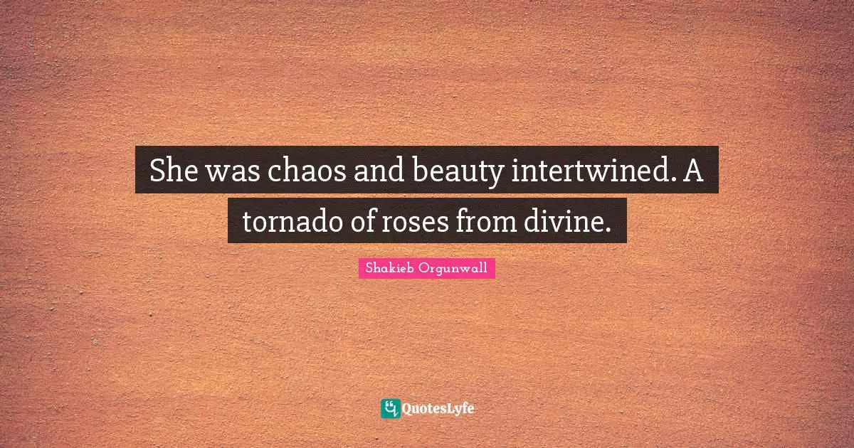 She was chaos and beauty intertwined. A tornado of roses from divine.