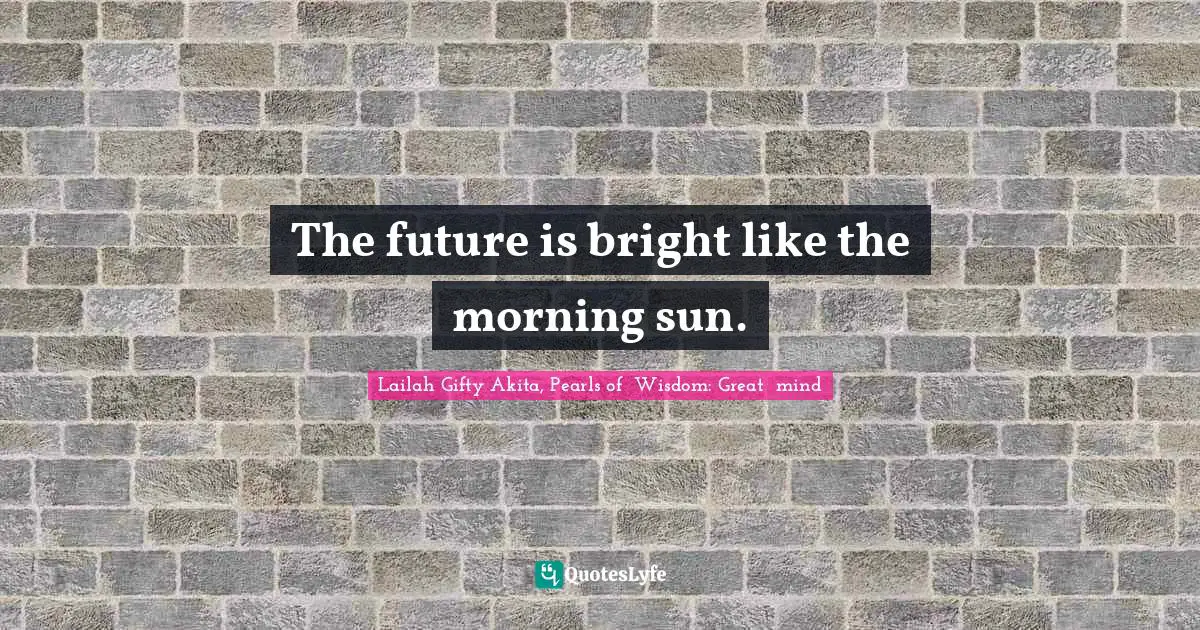 Dont Quit Quotes: "The future is bright like the morning sun."