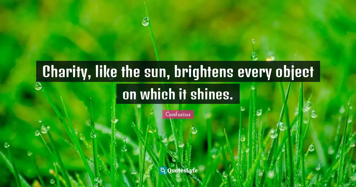 Charity, like the sun, brightens every object on which it shines.
