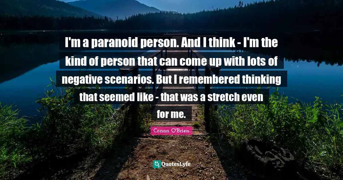 I'm a paranoid person. And I think - I'm the kind of person that can come up with lots of negative scenarios. But I remembered thinking that seemed like - that was a stretch even for me.