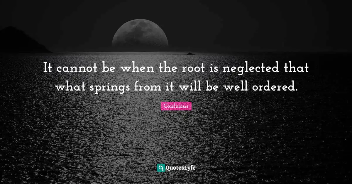 Neglected Quotes: "It cannot be when the root is neglected that what springs from it will be well ordered."