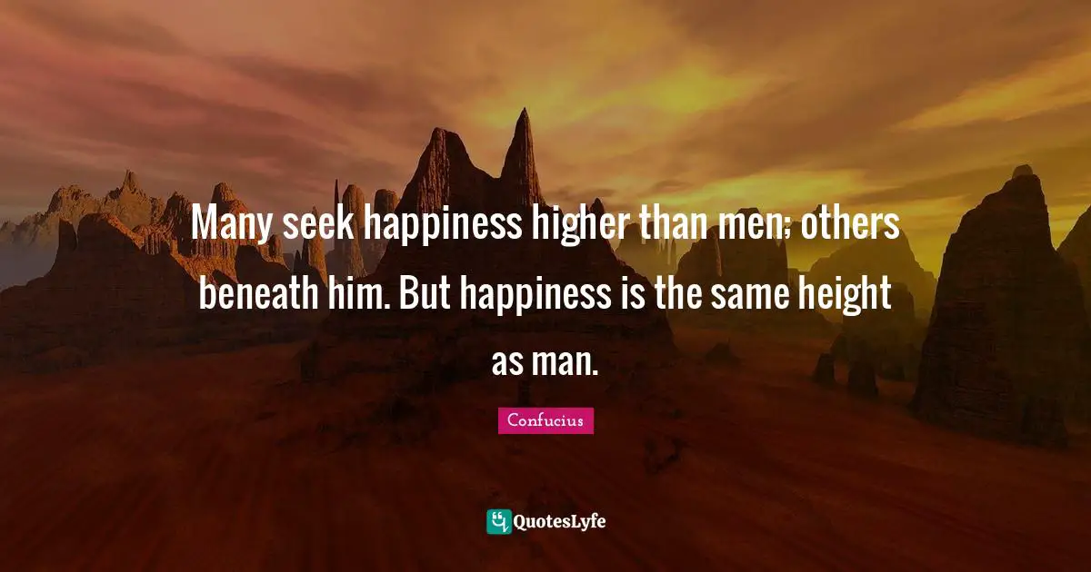 Many seek happiness higher than men; others beneath him. But happiness is the same height as man.