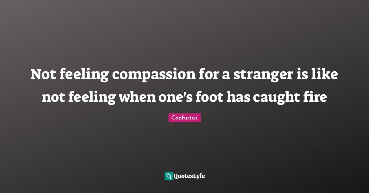 Not feeling compassion for a stranger is like not feeling when one's foot has caught fire