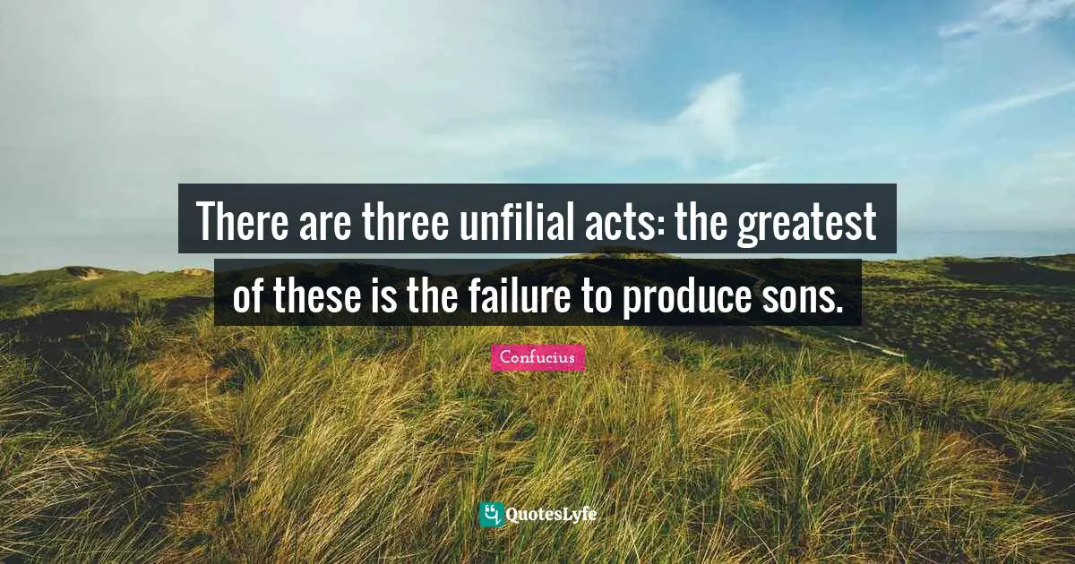 There are three unfilial acts: the greatest of these is the failure to produce sons.
