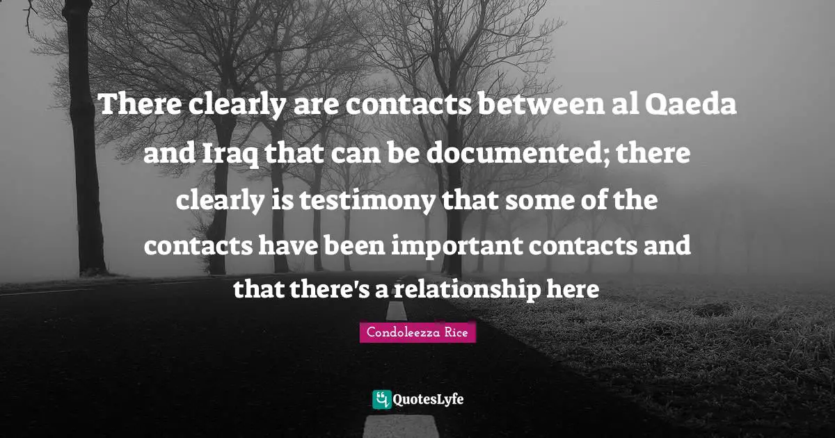 There clearly are contacts between al Qaeda and Iraq that can be documented; there clearly is testimony that some of the contacts have been important contacts and that there's a relationship here