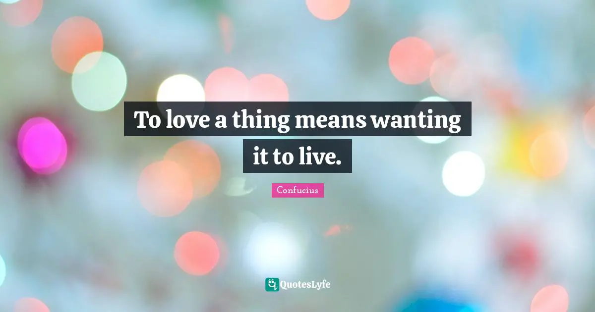 To love a thing means wanting it to live.