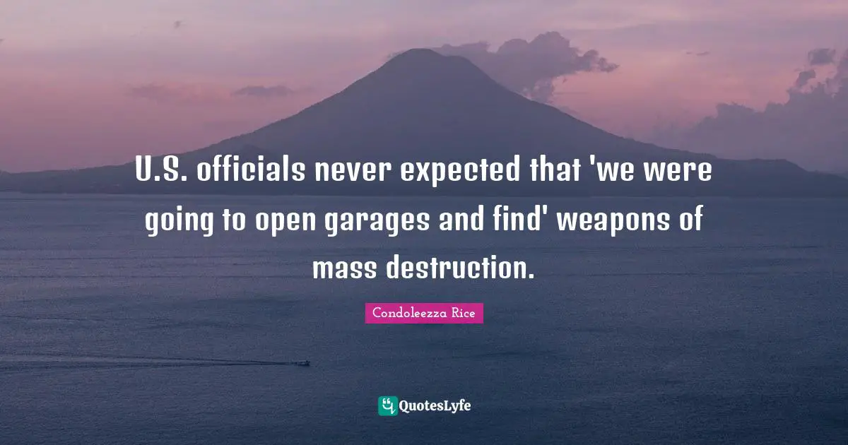 U.S. officials never expected that 'we were going to open garages and find' weapons of mass destruction.