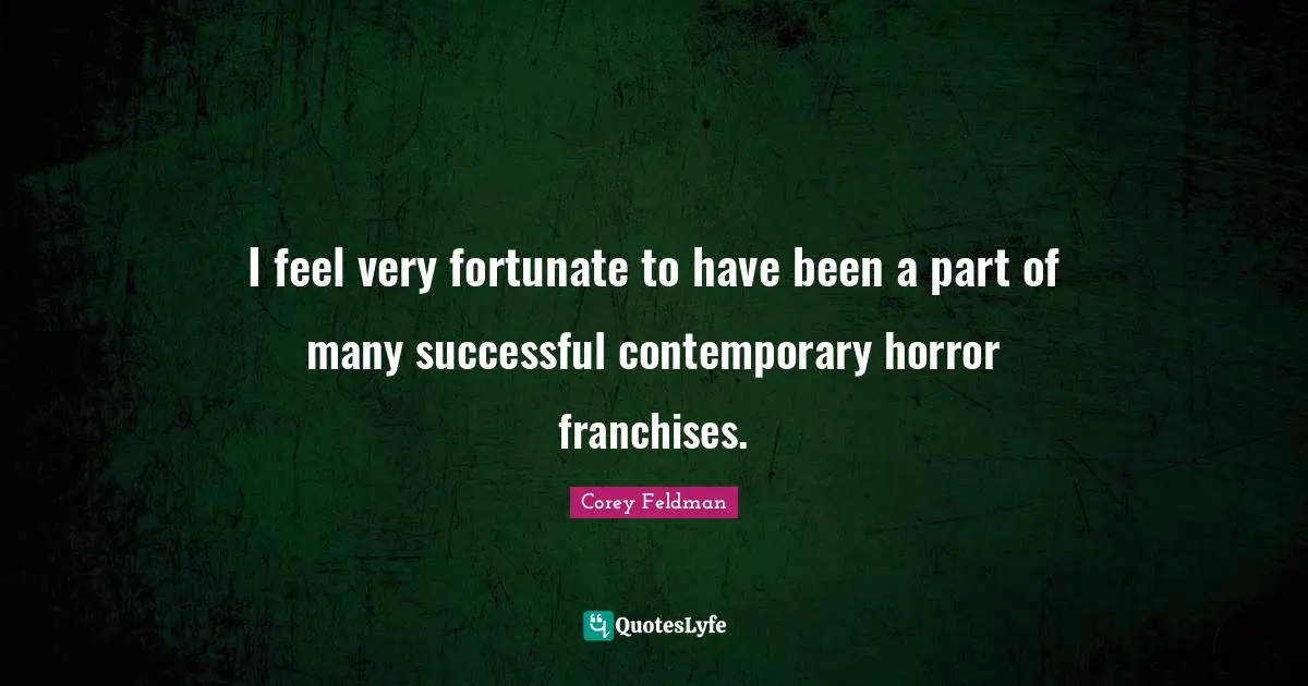 I feel very fortunate to have been a part of many successful contemporary horror franchises.