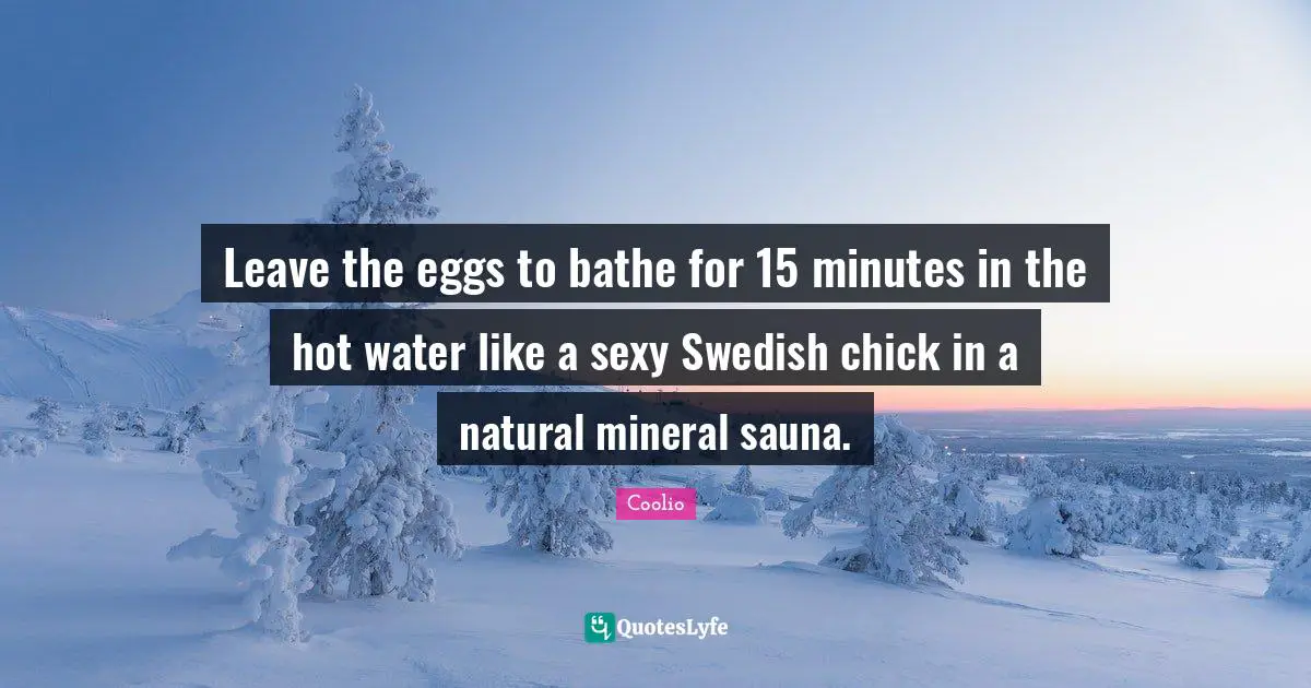 Coolio Quotes: "Leave the eggs to bathe for 15 minutes in the hot water like a sexy Swedish chick in a natural mineral sauna."