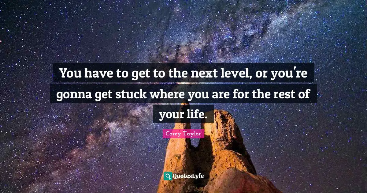Next Level Quotes: "You have to get to the next level, or you're gonna get stuck where you are for the rest of your life."