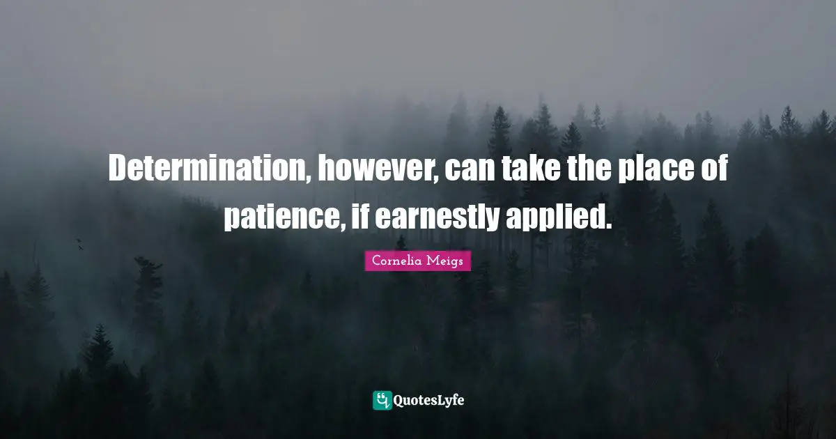 Determination, however, can take the place of patience, if earnestly applied.