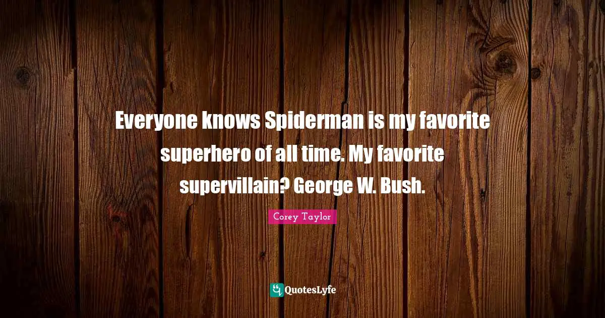Everyone knows Spiderman is my favorite superhero of all time. My favorite supervillain? George W. Bush.