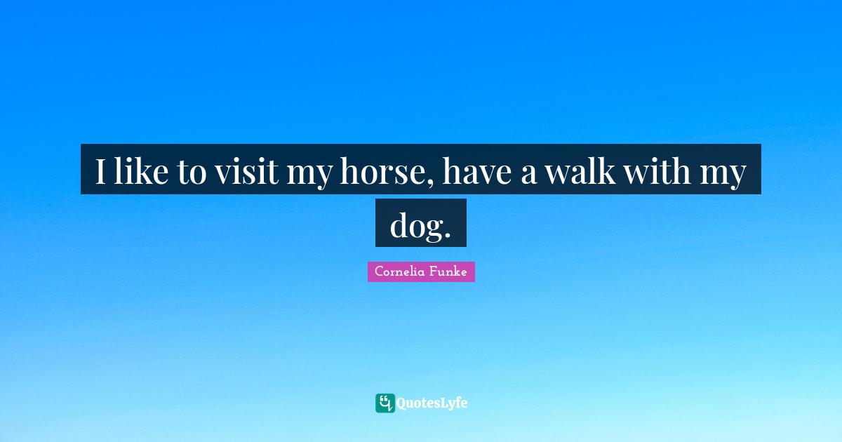 I like to visit my horse, have a walk with my dog.