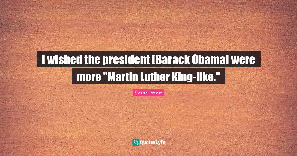 I wished the president [Barack Obama] were more "Martin Luther King-like."