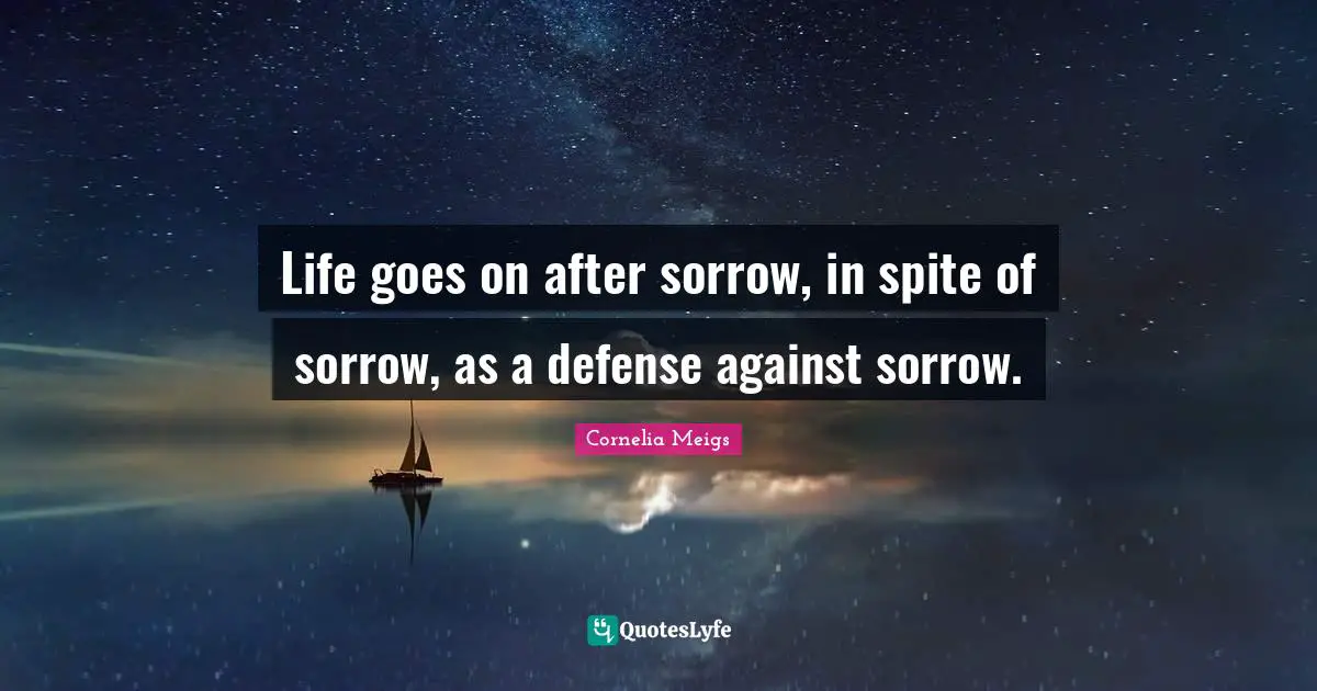 Life goes on after sorrow, in spite of sorrow, as a defense against sorrow.