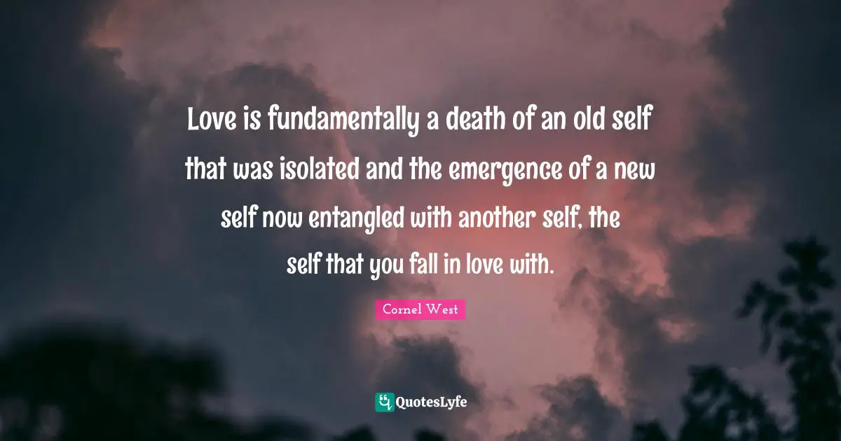 Love is fundamentally a death of an old self that was isolated and the emergence of a new self now entangled with another self, the self that you fall in love with.