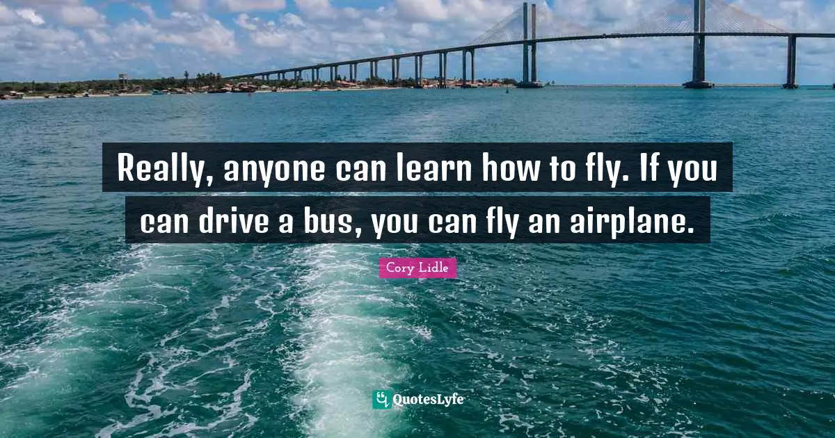 Really, anyone can learn how to fly. If you can drive a bus, you can fly an airplane.