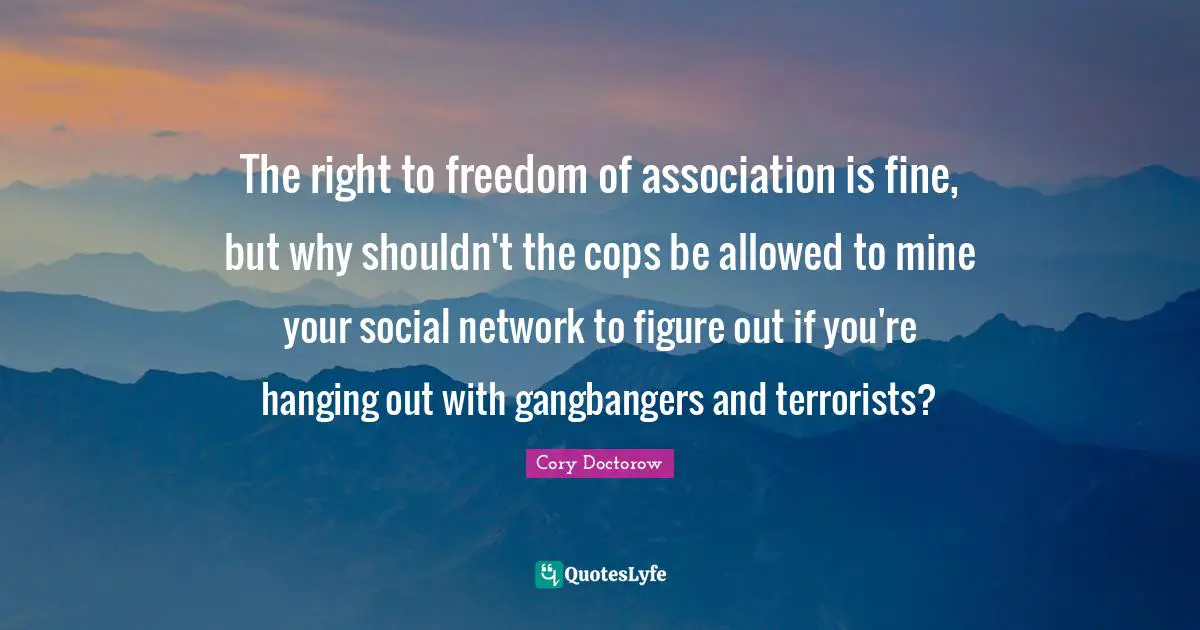 The right to freedom of association is fine, but why shouldn't the cops be allowed to mine your social network to figure out if you're hanging out with gangbangers and terrorists?