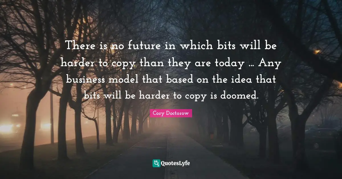 There is no future in which bits will be harder to copy than they are today ... Any business model that based on the idea that bits will be harder to copy is doomed.